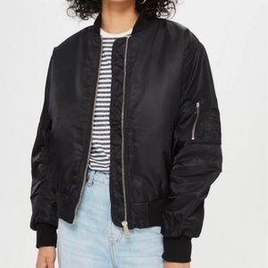 [8] Topshop Black Satin Bomber Jacket